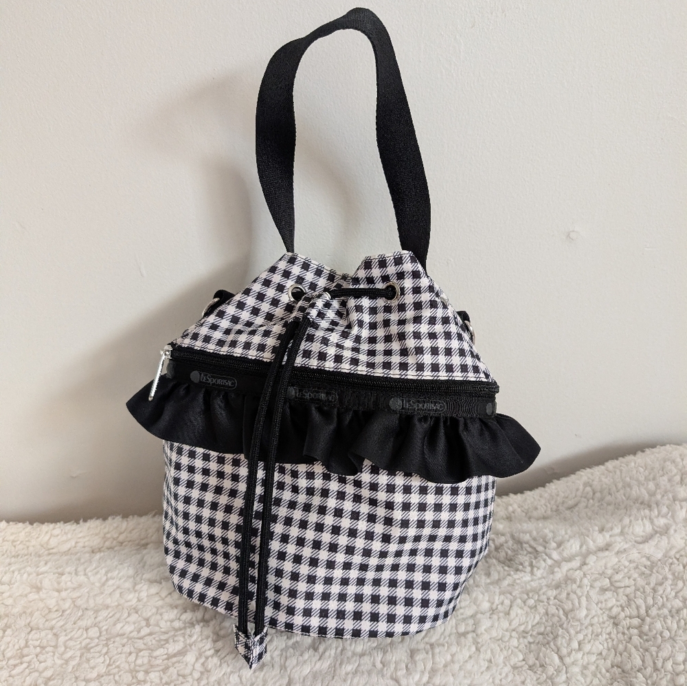 LeSportsac Gingham Ruffle Bucket Bag